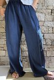 Rustic Nature Bubble Cotton Split Kick Pant Washed Navy